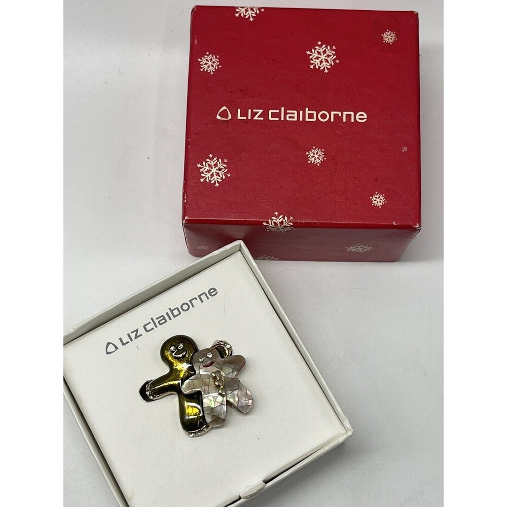 Liz Claiborne Gingerbread Men Brooch New
